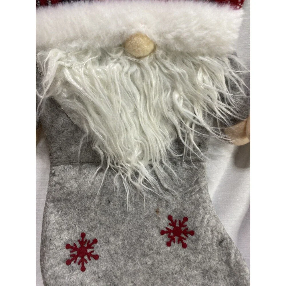 Christmas Stockings 3D Gnomes Plaid Gift Candy Bag Tree Hanging Ornament
